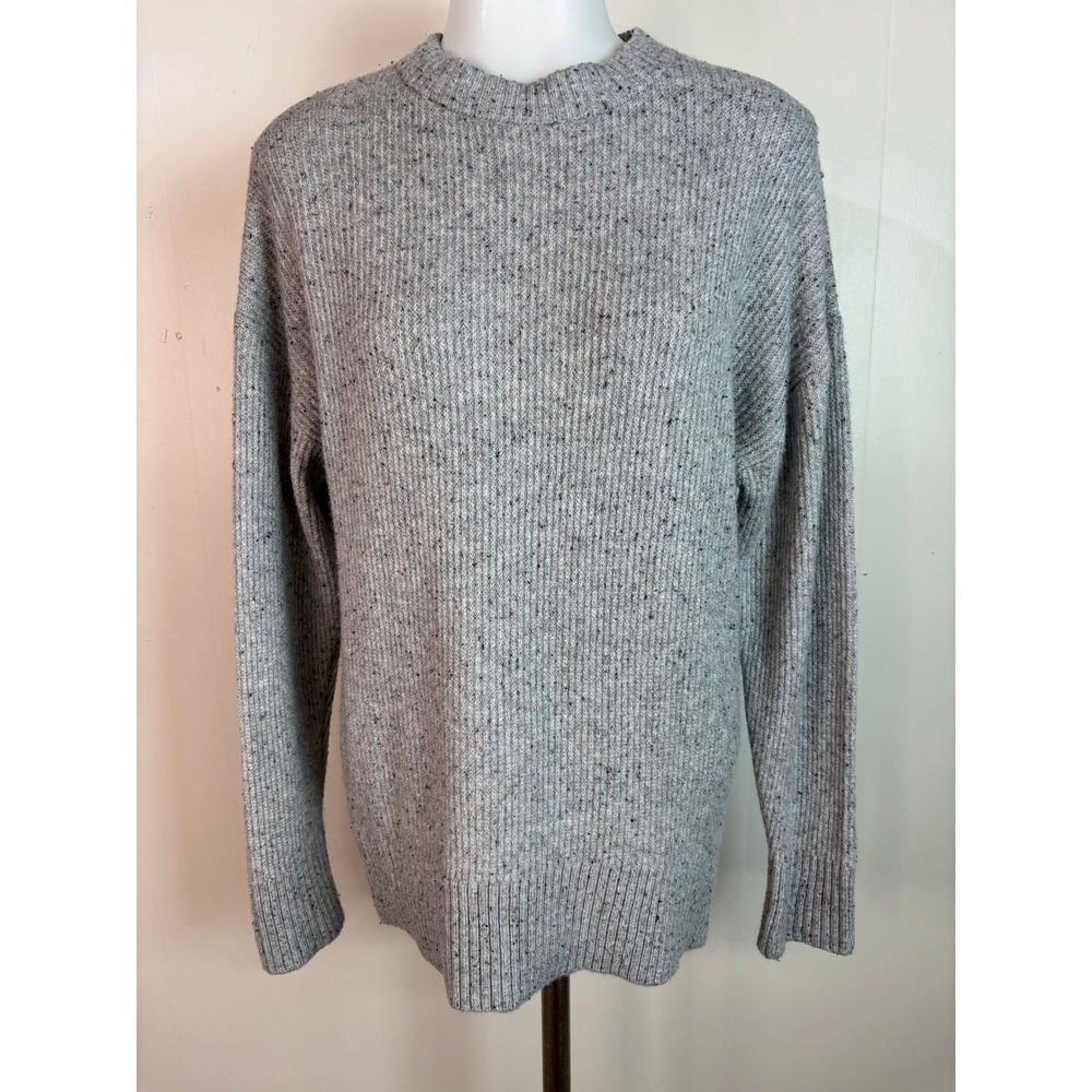 Old Navy Sweater Small Grey Speckled Ribbed Crew Neck Pullover Cotton BlendWomen